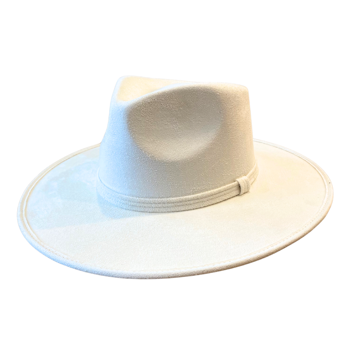 Vegan Suede Teardrop Hat - White