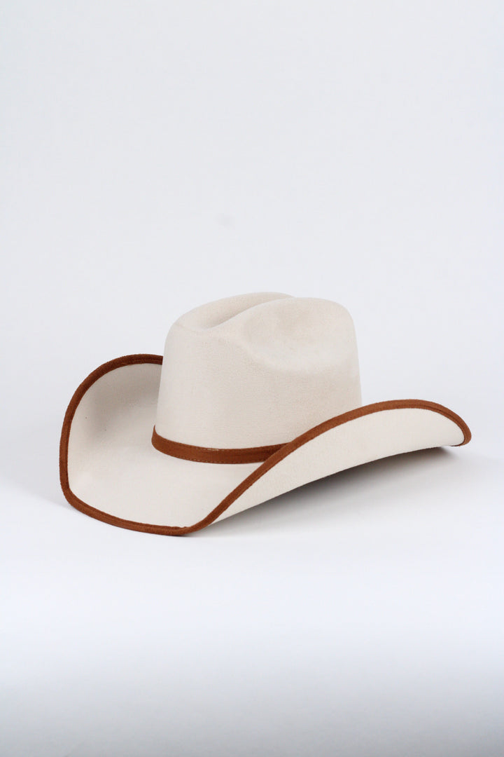 Texana Vegan Suede Cowboy Hat -Duo Tone - Ivory + Caramel