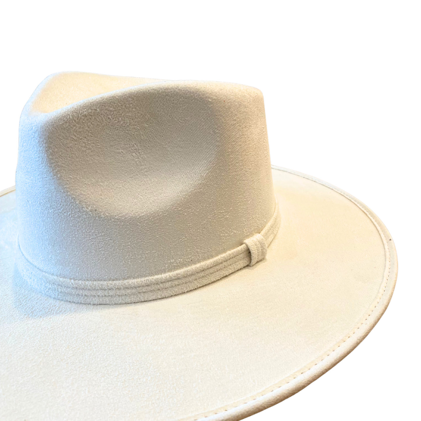 Vegan Suede Teardrop Hat- White