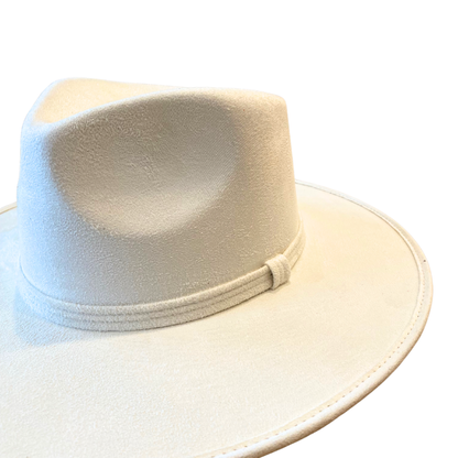 Vegan Suede Teardrop Hat- White