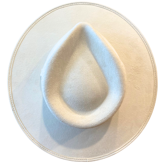 Vegan Suede Teardrop Hat- White