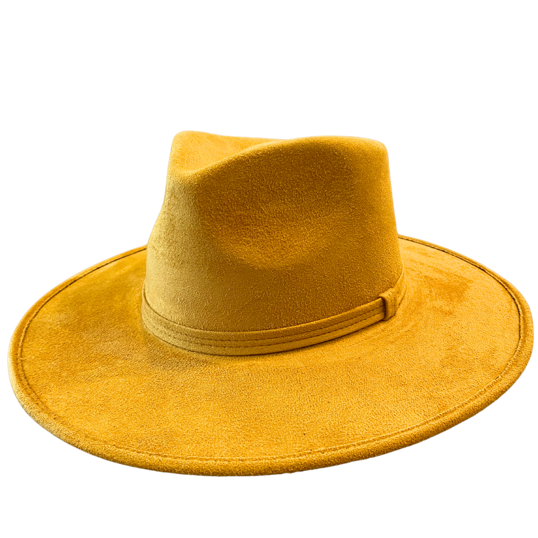 Vegan Suede Teardrop Hat - Mustard