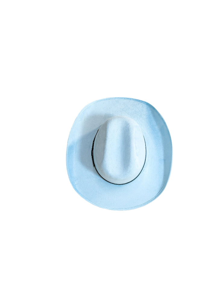 Austin Vegan Suede Cowboy Hat- Sky Blue