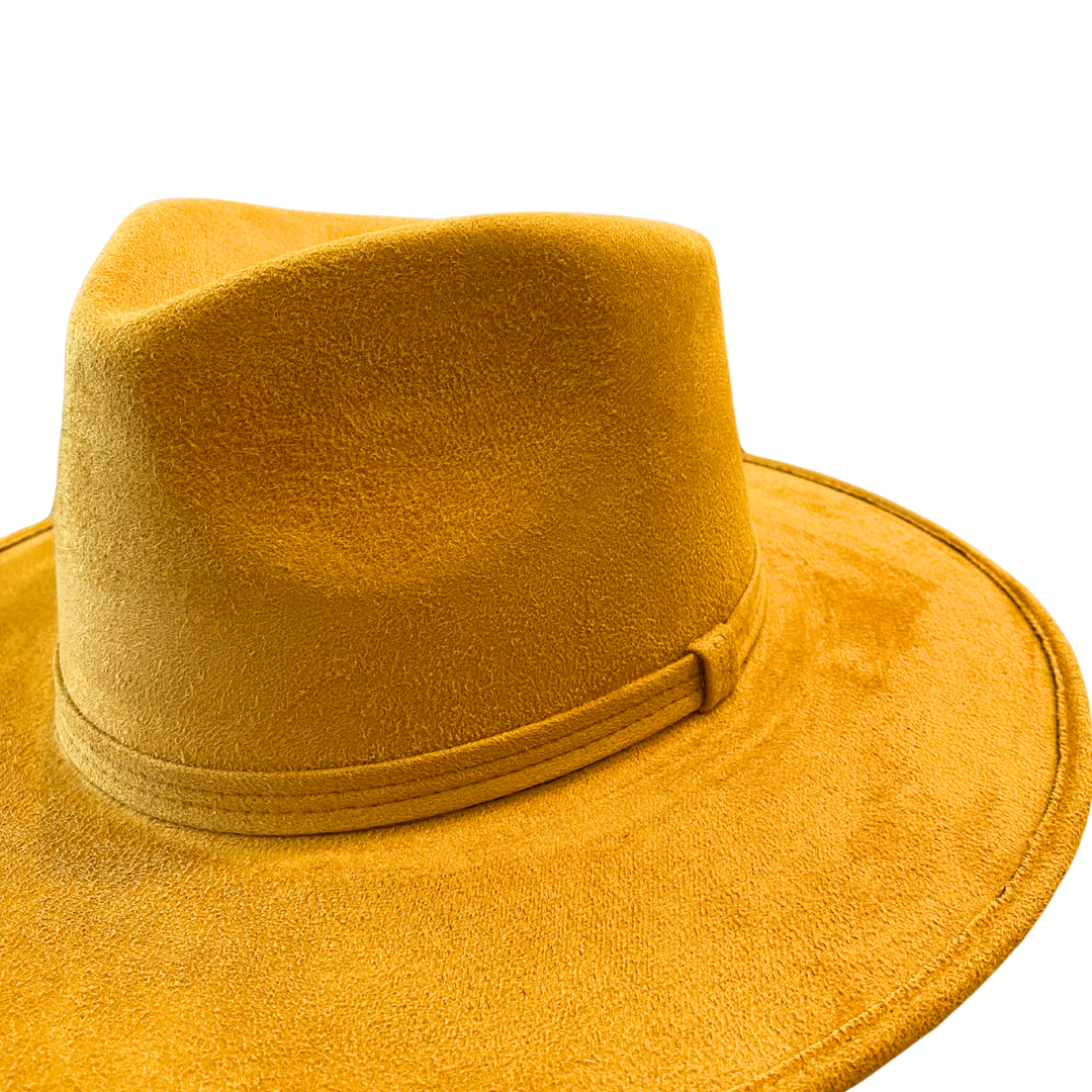 Vegan Suede Teardrop Hat - Mustard