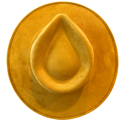 Vegan Suede Teardrop Hat- Mustard