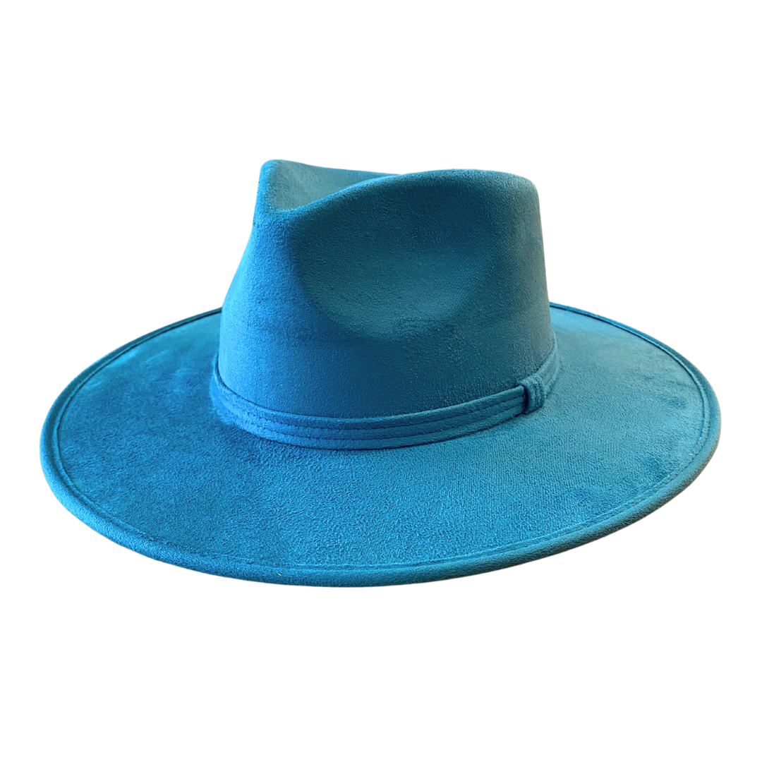 Vegan Suede Teardrop Hat - Turquoise