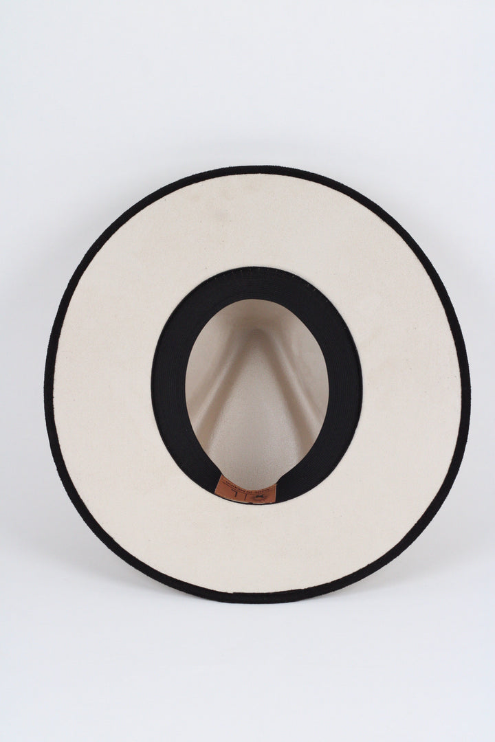Vegan Suede Rancher Hat - Duo Tone -  Ivory + Black
