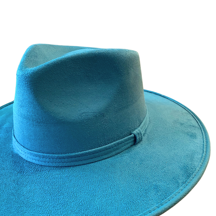 Vegan Suede Teardrop Hat - Turquoise