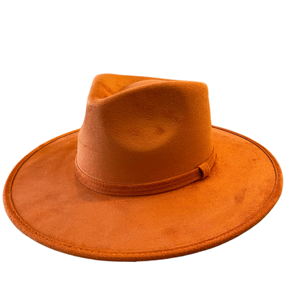 Vegan Suede Teardrop Hat- Orange