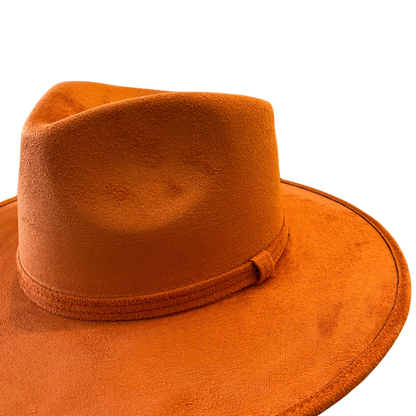 Vegan Suede Teardrop Hat- Orange