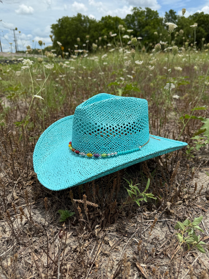 Bayside Rancher Raffia Hat - Light Blue