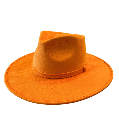 Vegan Suede Teardrop Hat- Pumpkin Orange