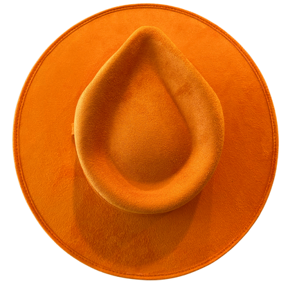 Vegan Suede Teardrop Hat- Pumpkin Orange