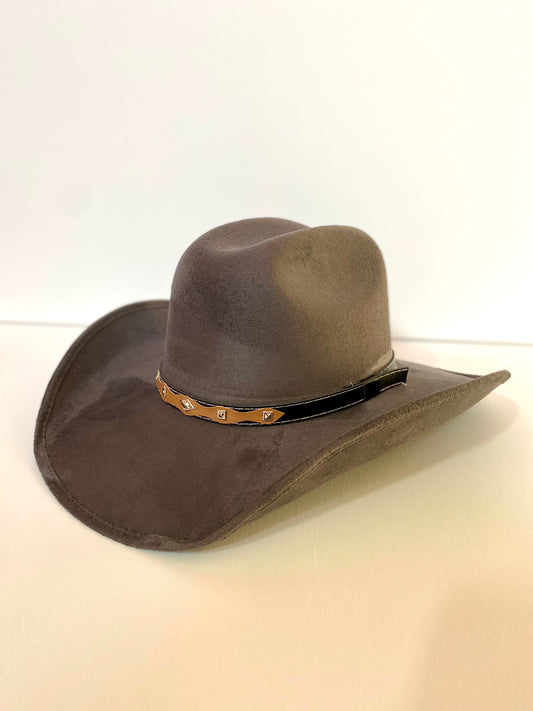 Austin Vegan Suede Cowboy Hat- Charcoal Grey