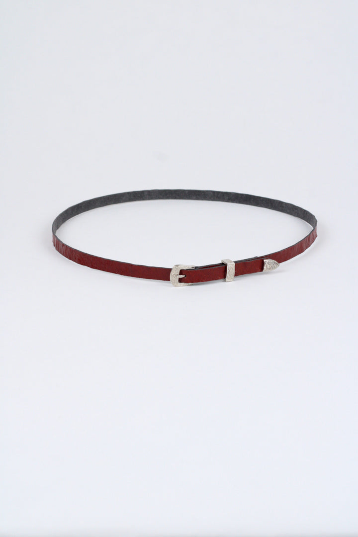 *Ostrich Print Leather Hat Band w/ Buckle