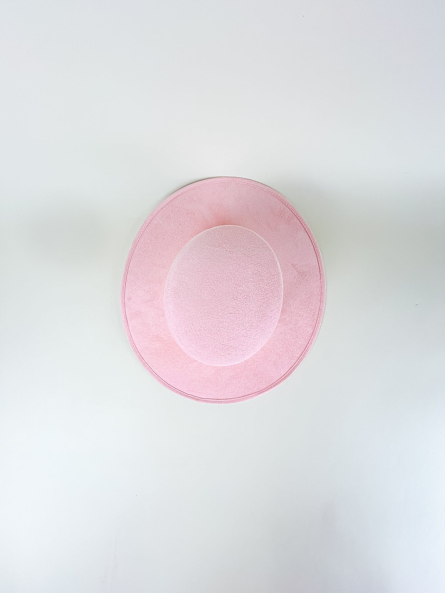 Vegan Suede Flat Top Hat-  Blush Pink