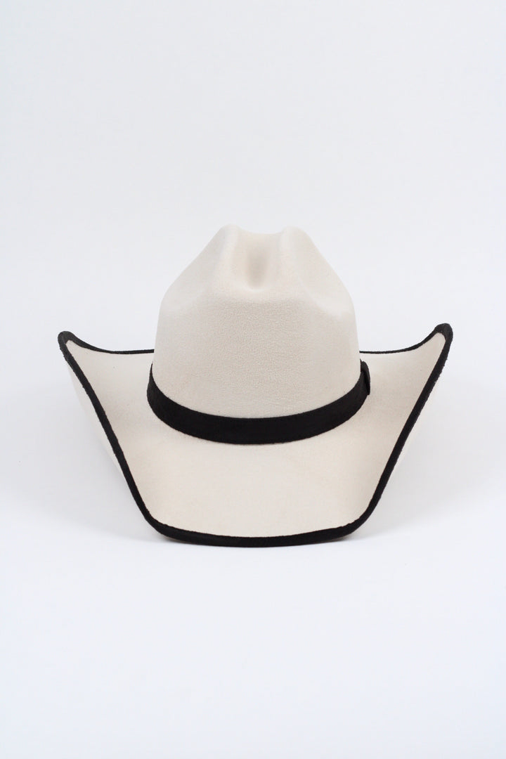 Texana Vegan Suede Cowboy Hat -Duo Tone - Ivory + Black