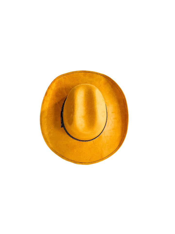 Austin Vegan Suede Cowboy Hat- Mustard Yellow