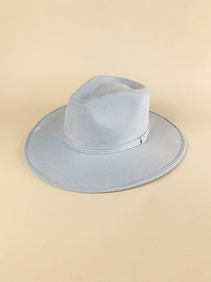 Vegan Suede Rancher Hat - Sky Blue