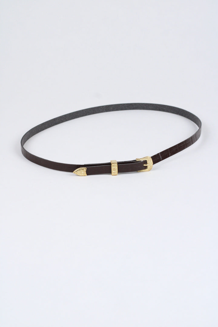 Crocodile Print Leather Hat Band w/ Buckle