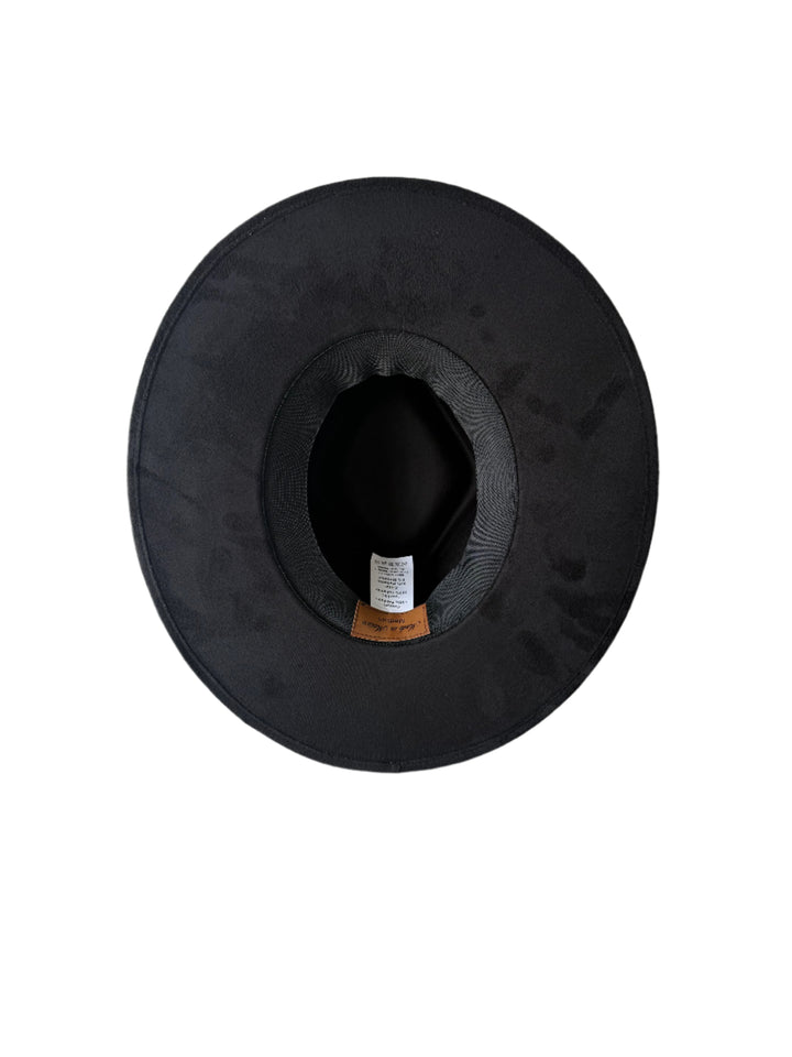 Vegan Suede Diamond Hat - Flat Brim - Black