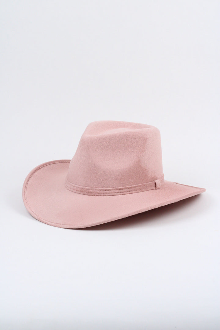 Amarillo Vegan Suede Cowboy Rancher Hat- Pale Dusty Rose