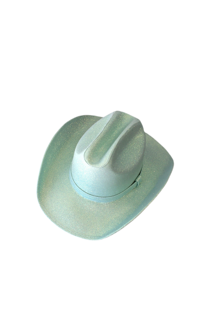Western Cowboy Glitter Hat- Mint