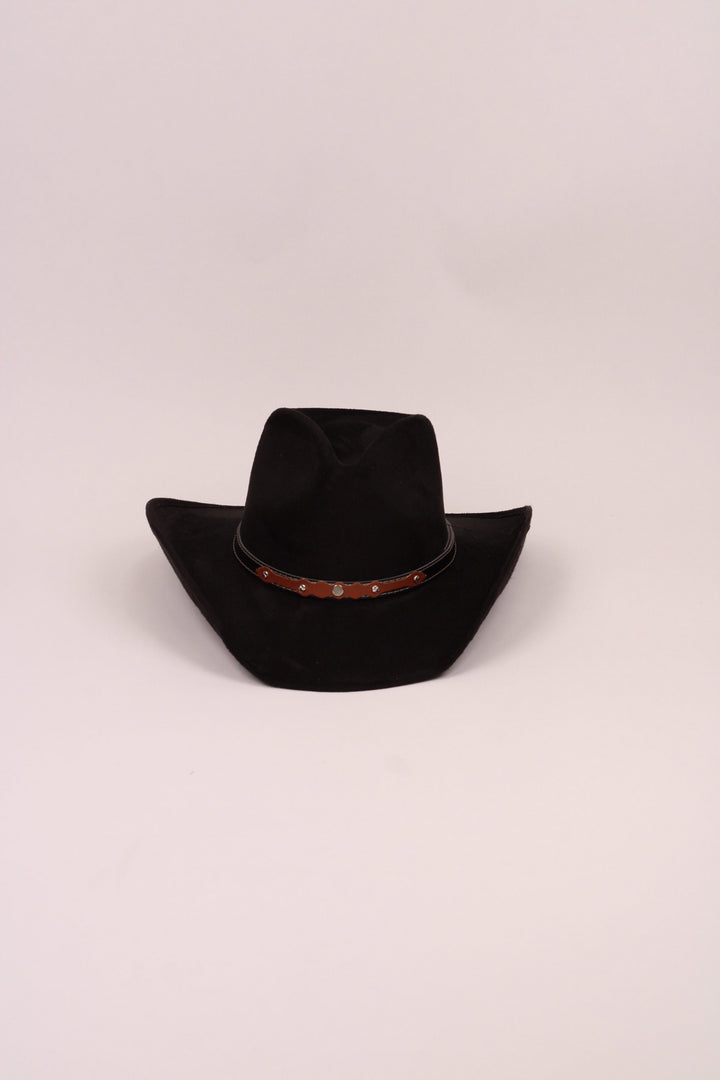 Santa Fe Vegan Suede Cowboy Rancher Hat- Black
