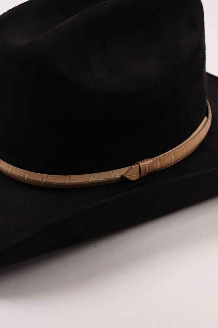 Leather Crocodile Hat Band / Nude