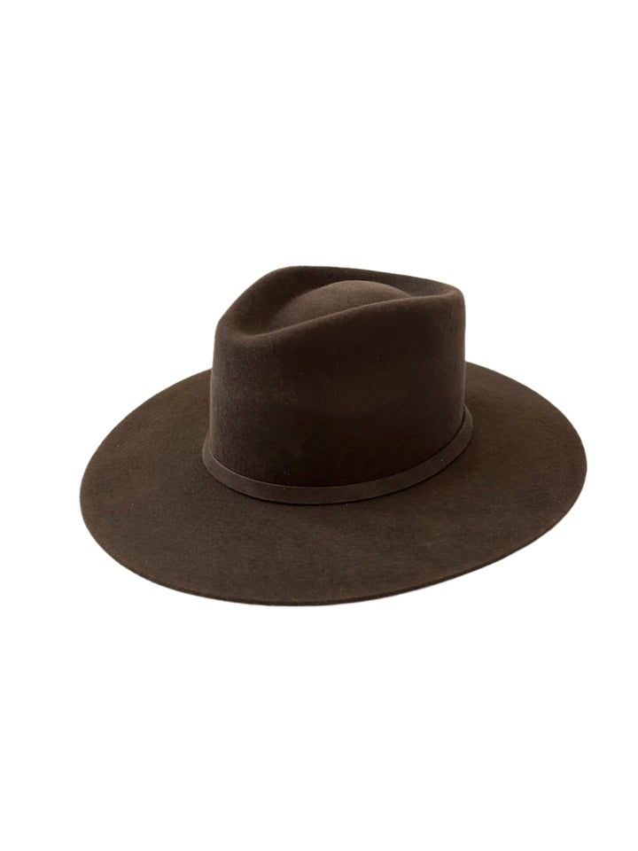 Emery Merino Wool Teardrop Rancher Hat - Dark Brown