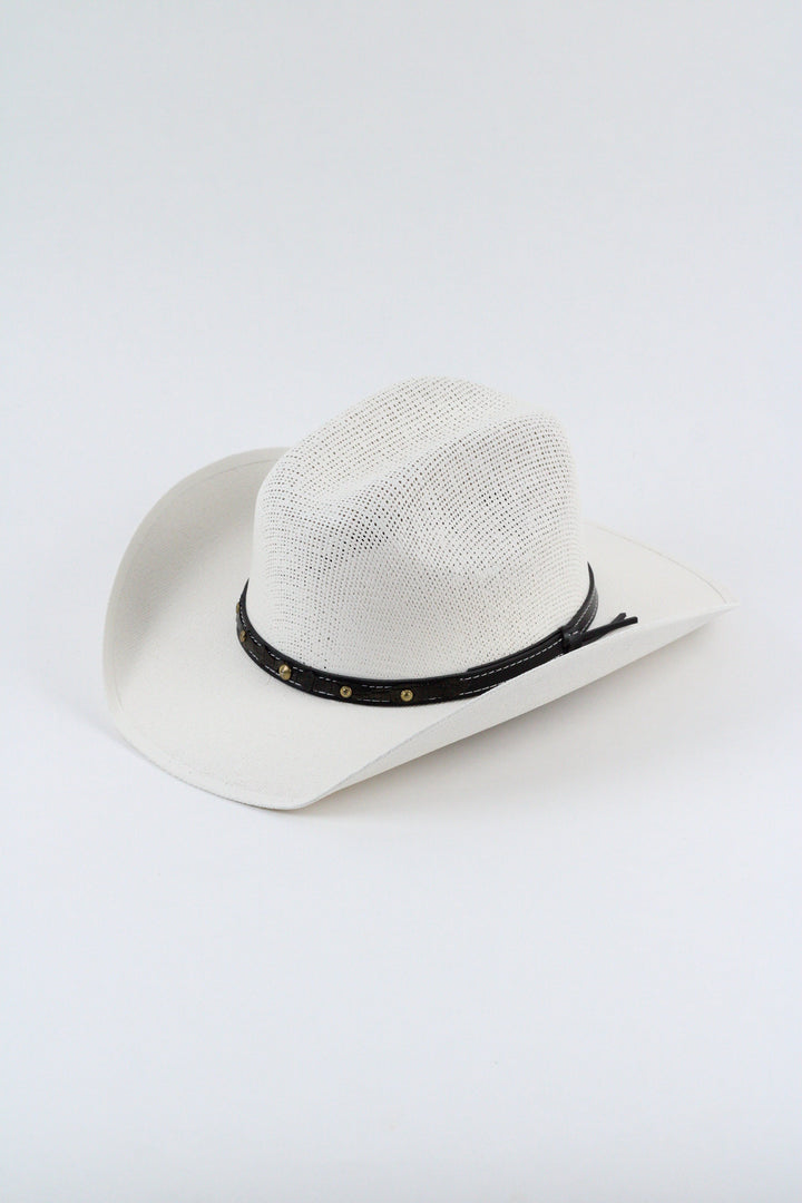 Kids Bullrider Mesh Top Structured Cowboy Hat - Ivory