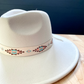 Izel Wool Felt Wide Brim Rancher Hat with Faux leather Aztec Print Band - Ivory