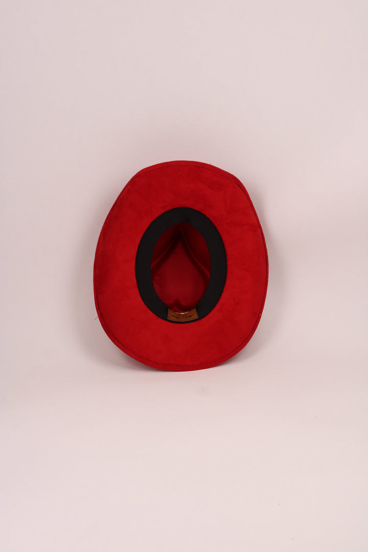 Vegan Suede Heart Shaped Cowboy Hat- Lipstick Red
