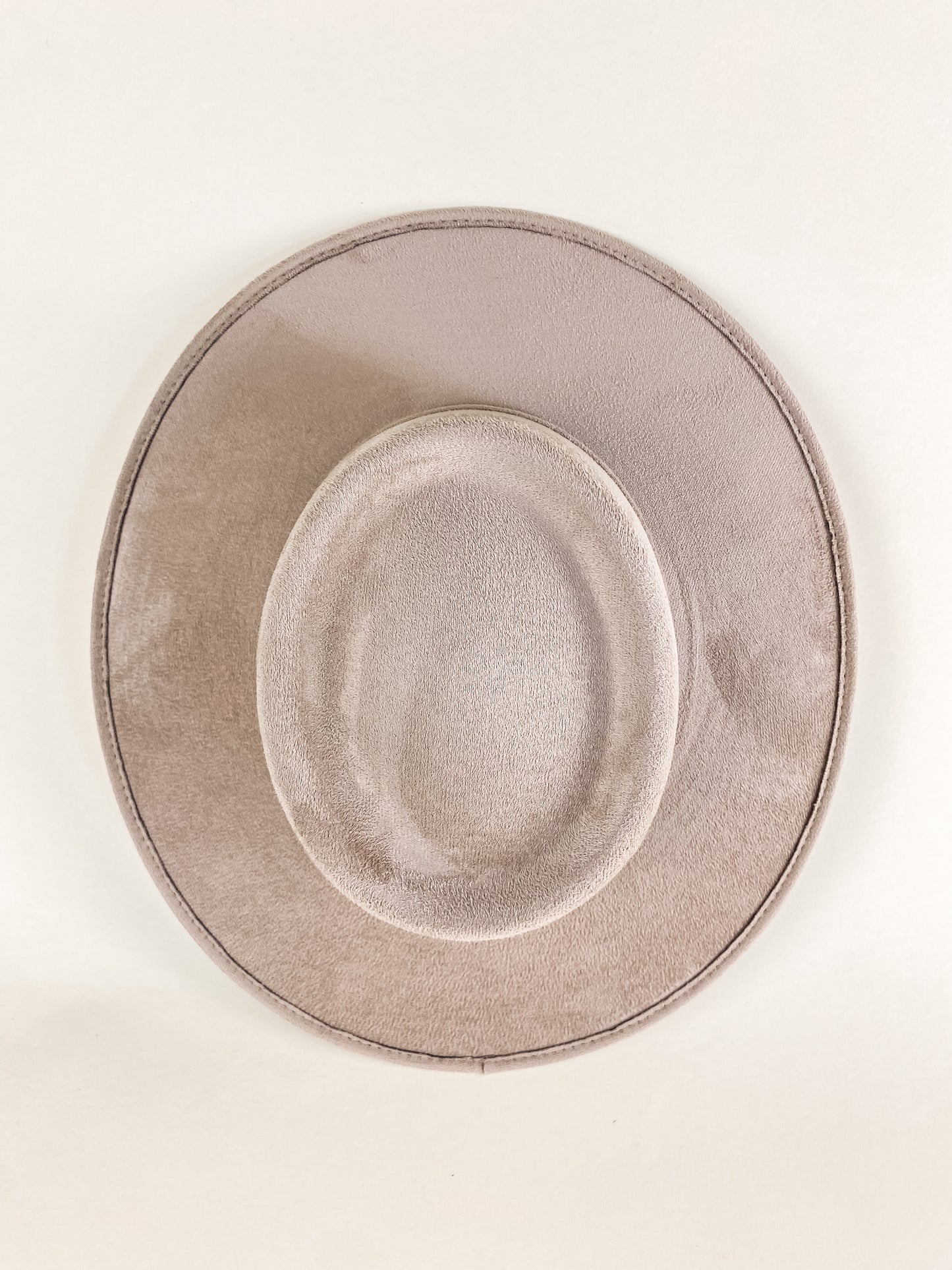 Vegan Suede Boater Hat- Sand