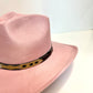 Santa Fe Vegan Suede Cowboy Rancher Hat- Blush Pink