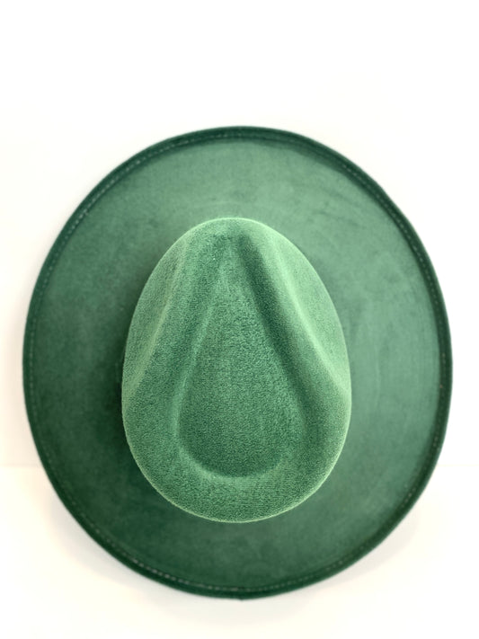 Vegan Suede Rancher Hat - Pencil Brim - Hunter Green