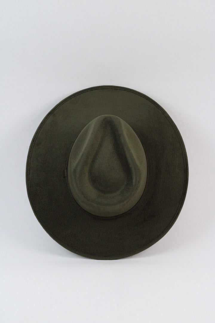 Vegan Suede Rancher Hat - Olive Green