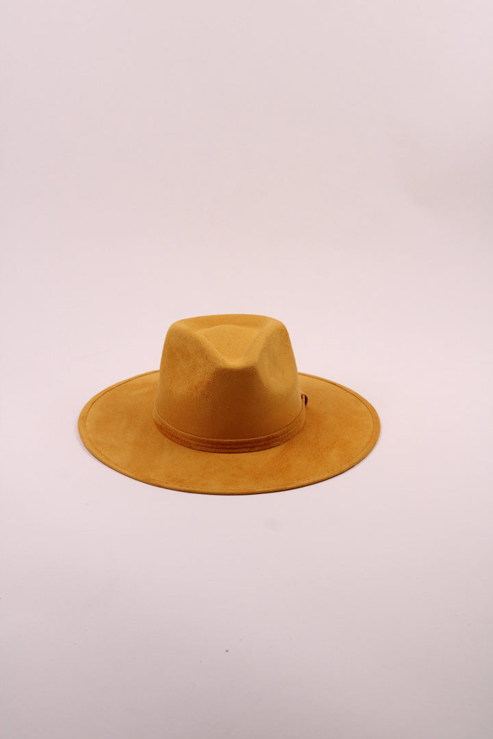 Vegan Suede Rancher Hat - Mustard