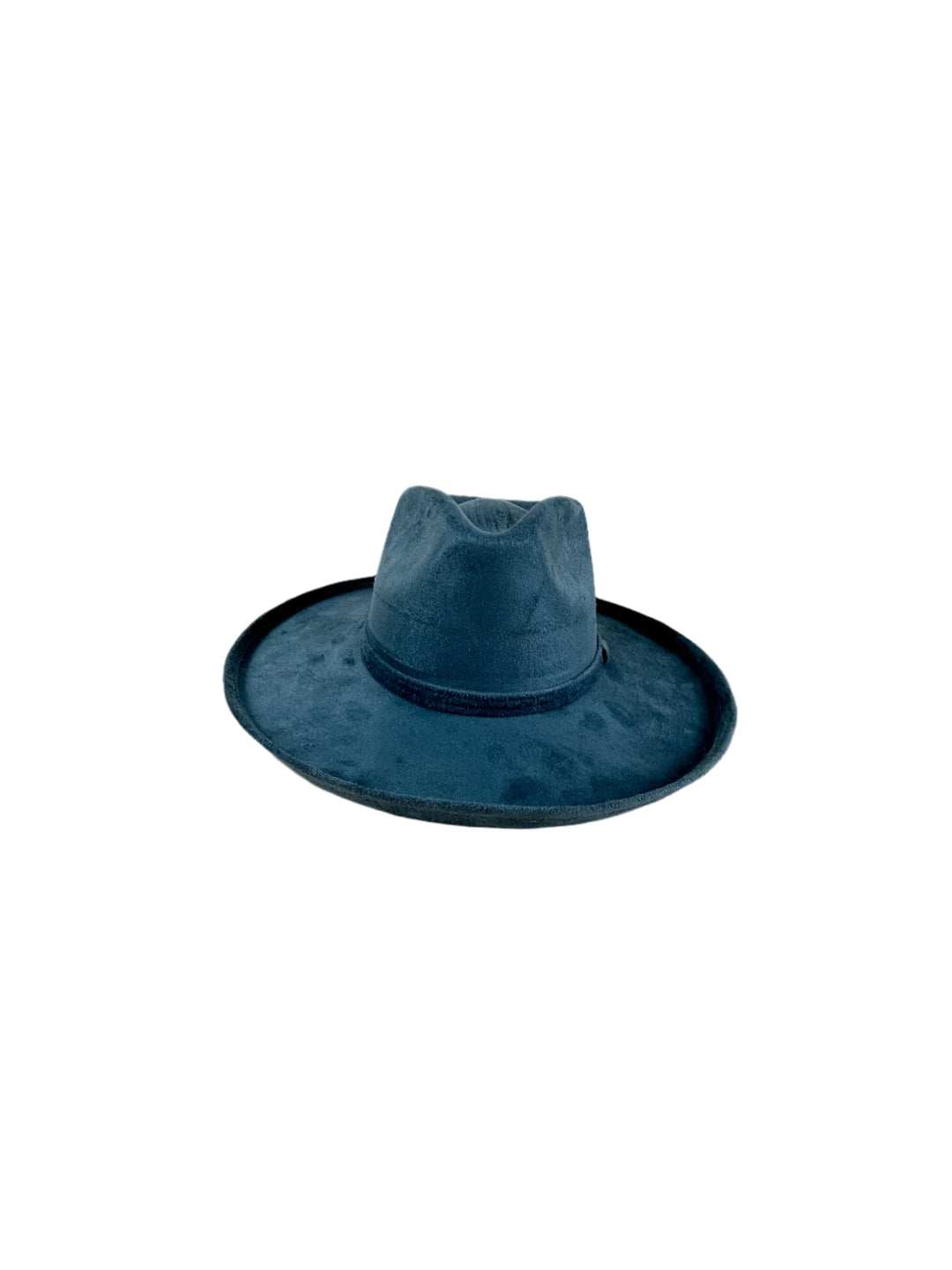 Vegan Suede Rancher Hat - Pencil Brim - Peacock Blue
