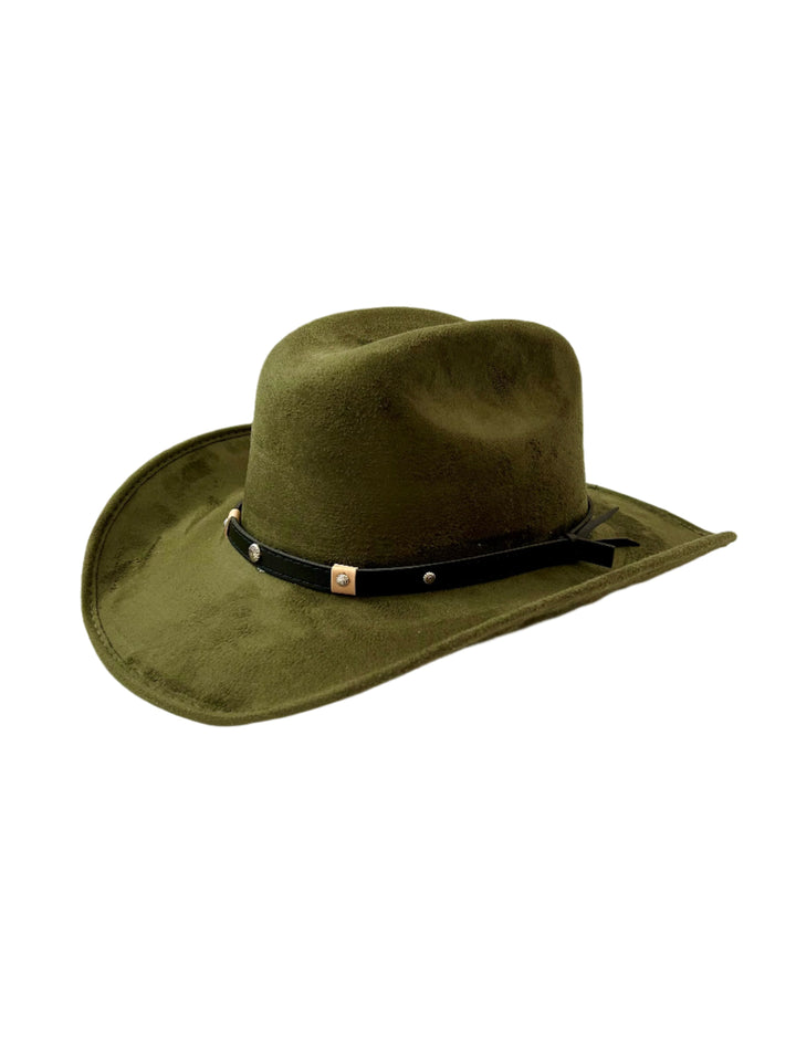 Kids Vegan Suede Austin Hat - Olive Green