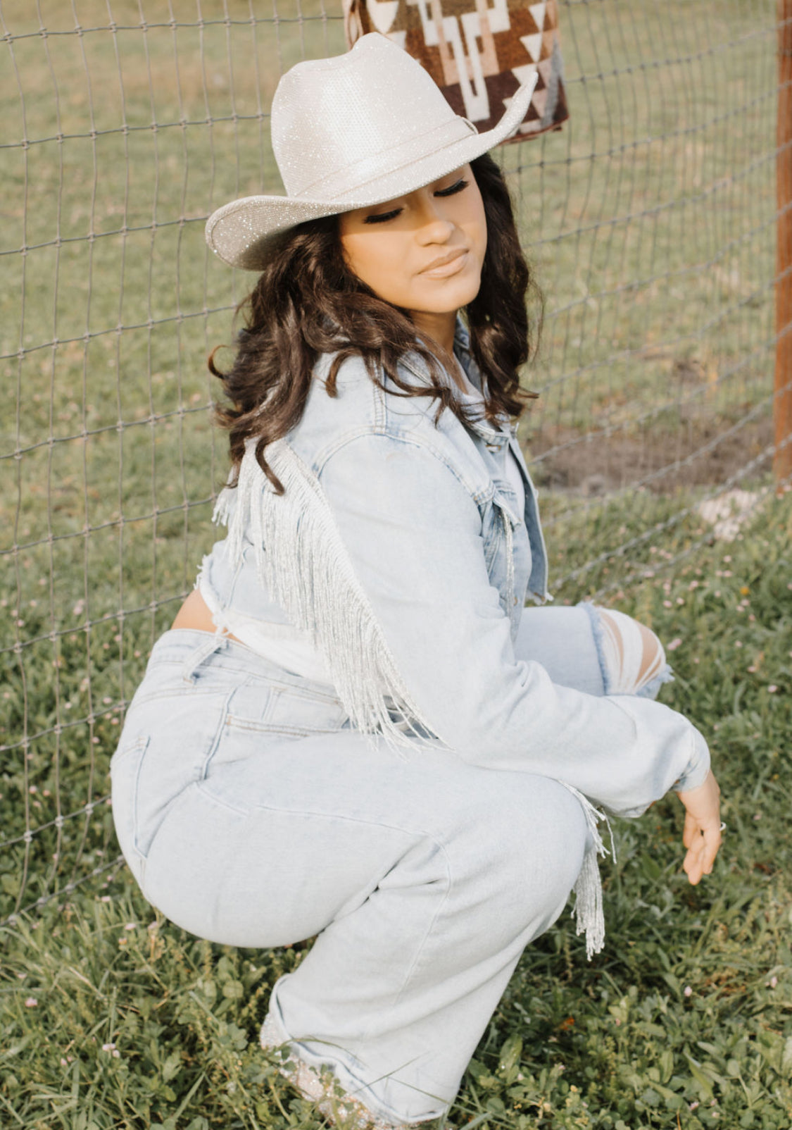 Western Cowboy Glitter Hat - Silver Textured