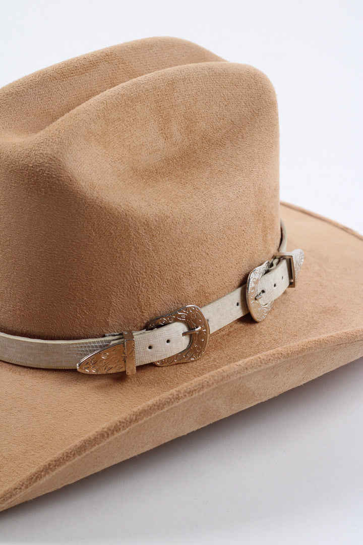 Double Buckle Leather Hat Band