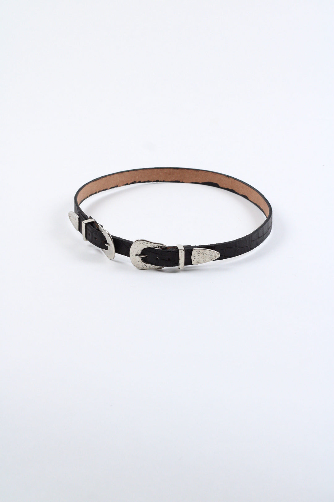 Double Buckle Leather Hat Band