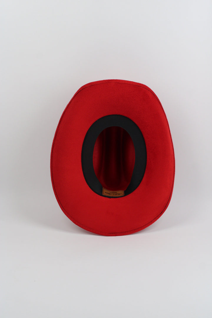 Texana Vegan Suede Cowboy Hat - Lipstick Red