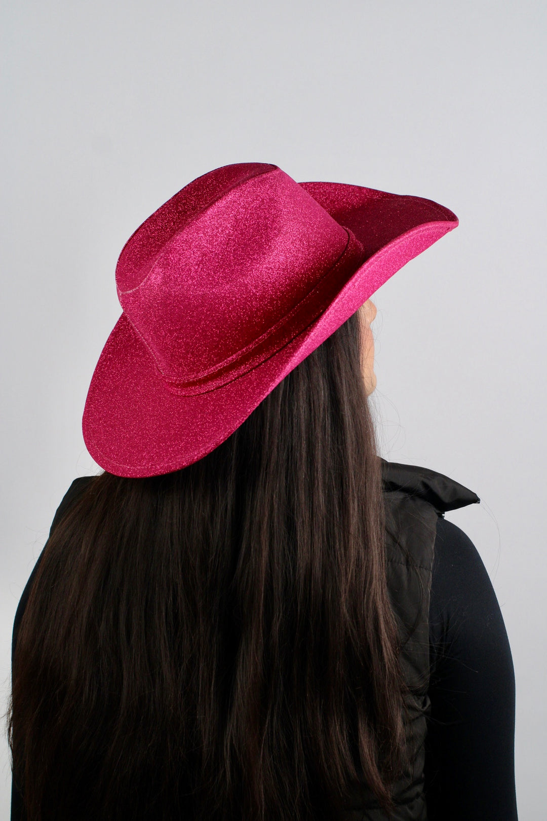 Western Cowboy Glitter Hat- Hot Pink