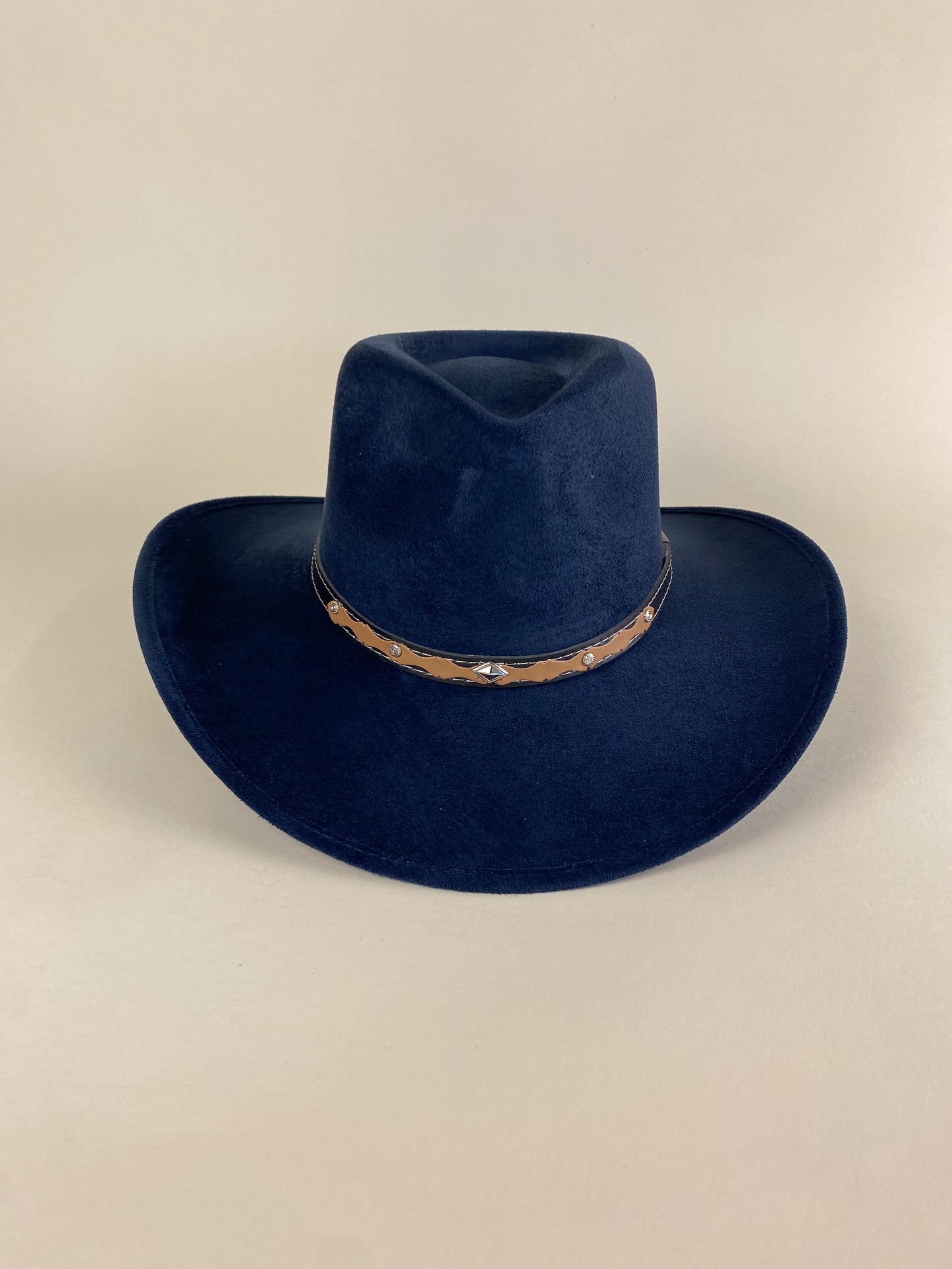 Santa Fe Vegan Suede Cowboy Rancher Hat- Navy