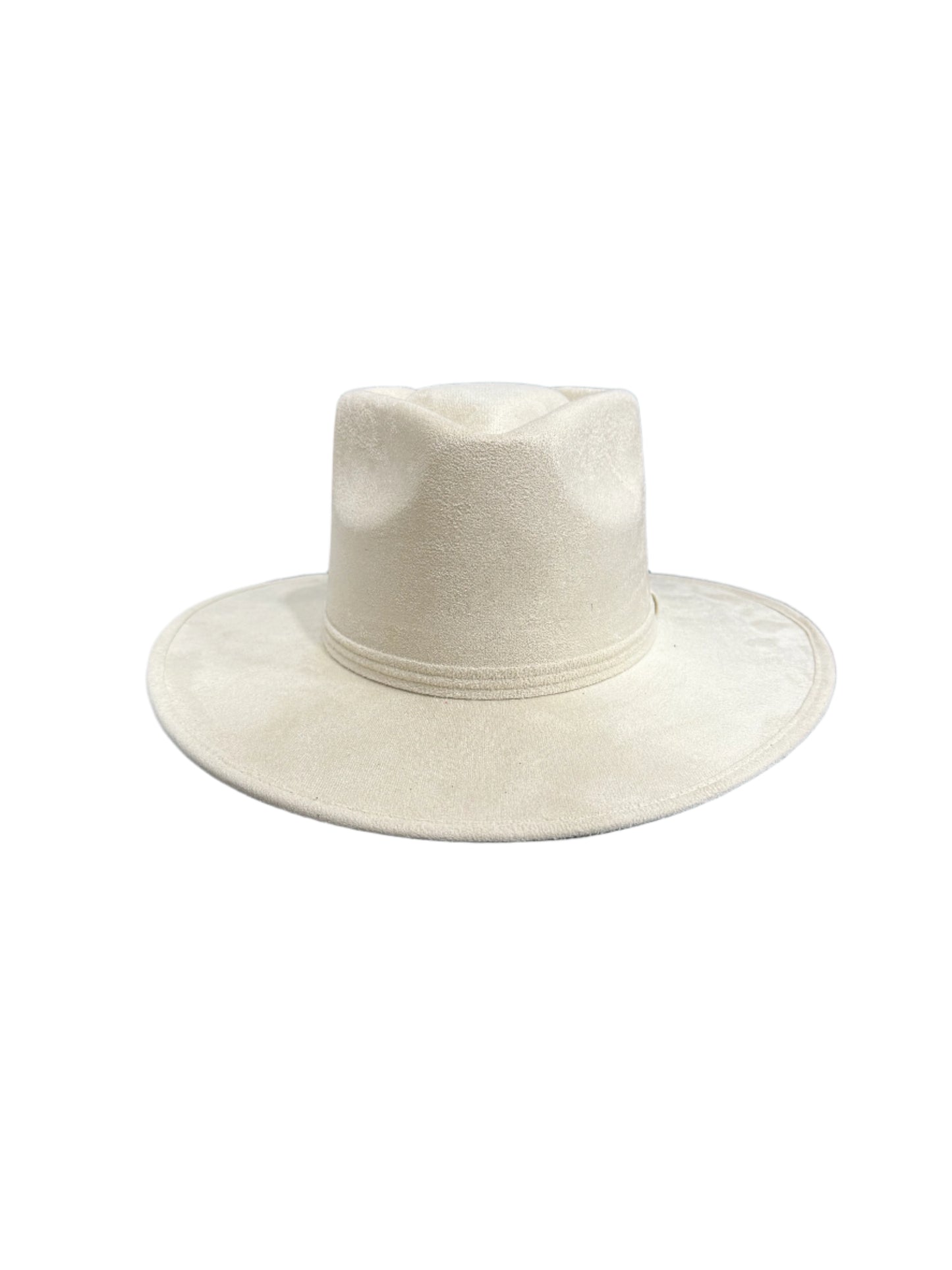 Vegan Suede Arrow Crown Hat- Ivory