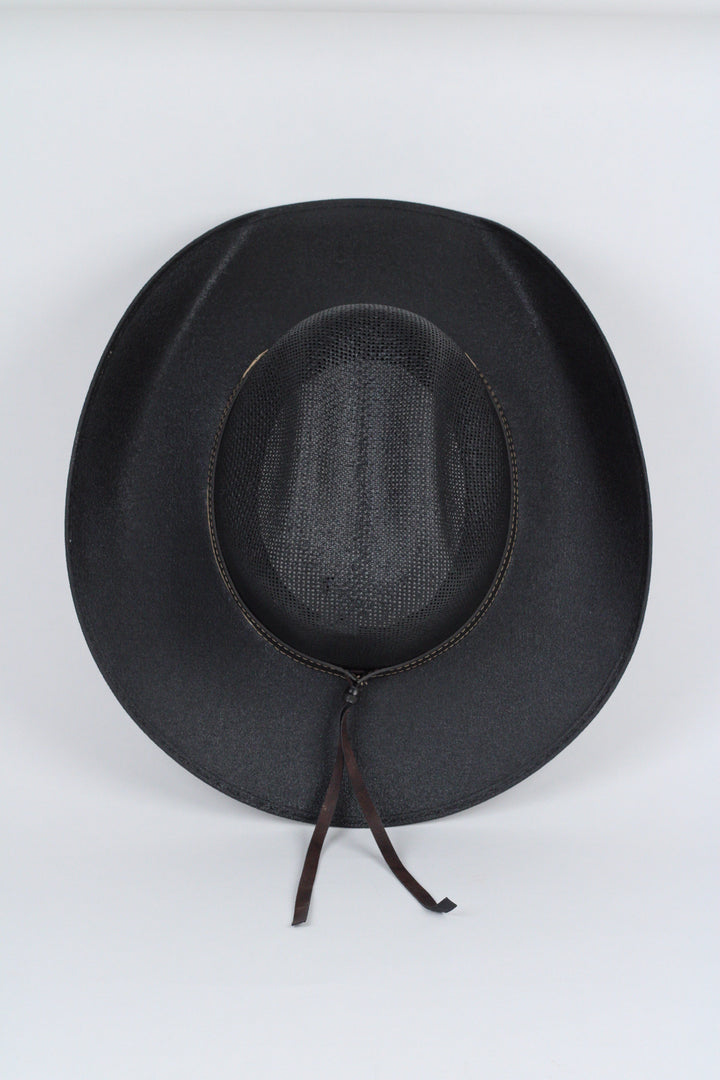 Luckenbach Bull Rider Mesh Top Structured Cowboy Hat - Black