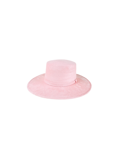 Vegan Suede Flat Top Hat-  Blush Pink