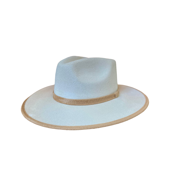 Vegan Suede Rancher Hat - Duo Tone - Ivory + Cappuccino